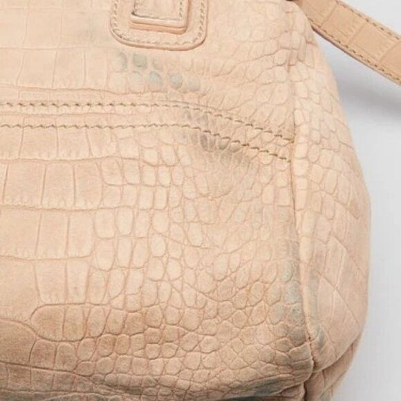 Givenchy Beige Crocodile Stamped Suede Small Pandora Bag - Picture 6 of 12